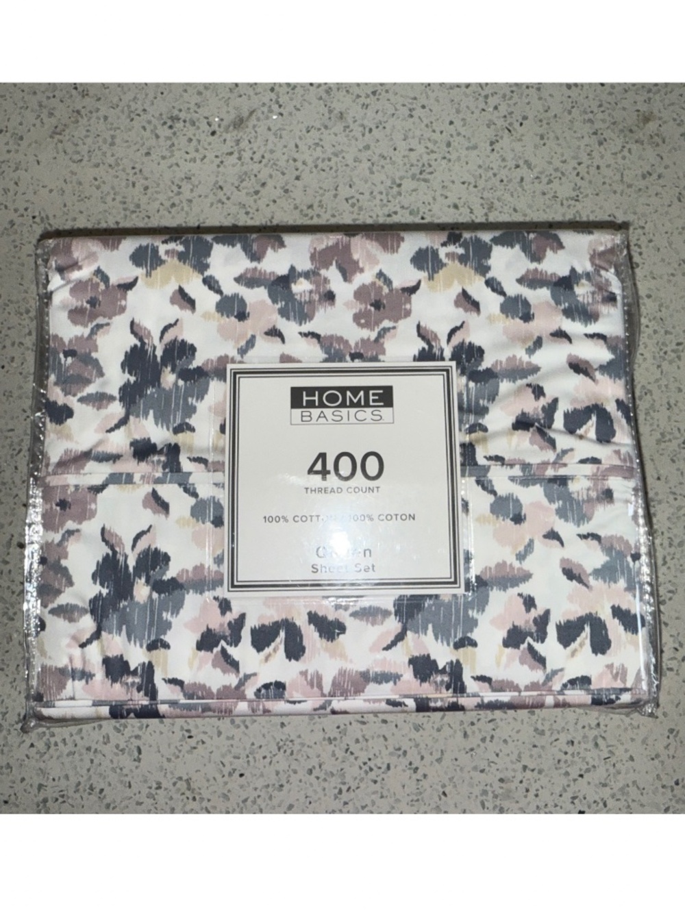 Home Basics 100% Cotton 400 Thread Count Printed Sheet Set - Queen